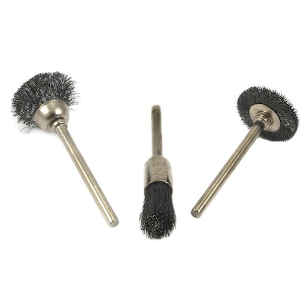 Forney 3-Piece Bristle Wire Brush Set with 1/8 in Shank 60241